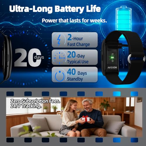 Avexon Black Smart Fitness Bracelet - Waterproof Heart Rate & Activity Tracker