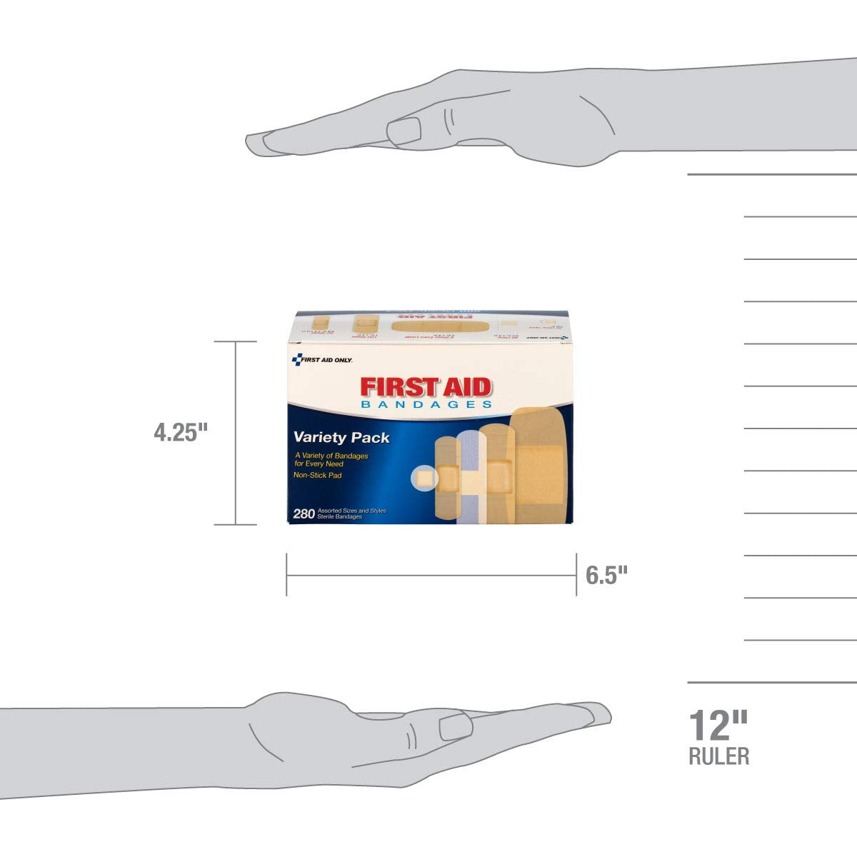 First Aid Only Sheer & Clear Bandage Variety Pack, Assorted Sizes, 280 Count