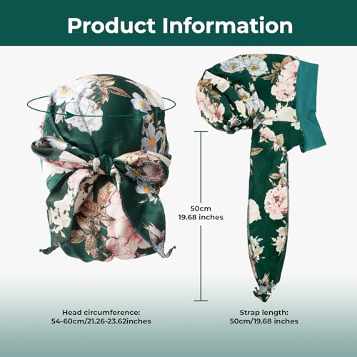 Lightweight Chemo Headwear for Women with Floral Green Head Scarf - Silky Soft Turban