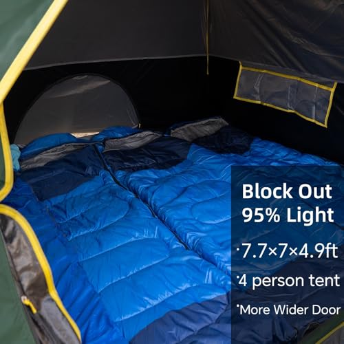 Dark Green 4-Person Blackout Camping Tent with Rainfly – Spacious Dome Design