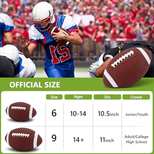 SIKEMAY Size 9 Footballs Bulk Pack with Pump - Indoor & Outdoor American Football Training Set, 12 Pack