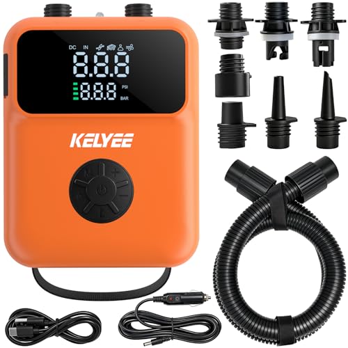 Orange Cordless SUP Air Pump 20PSI Battery Powered High Pressure Electric Pump with Auto Shut-Off for Paddle Boards Kayaks Boats