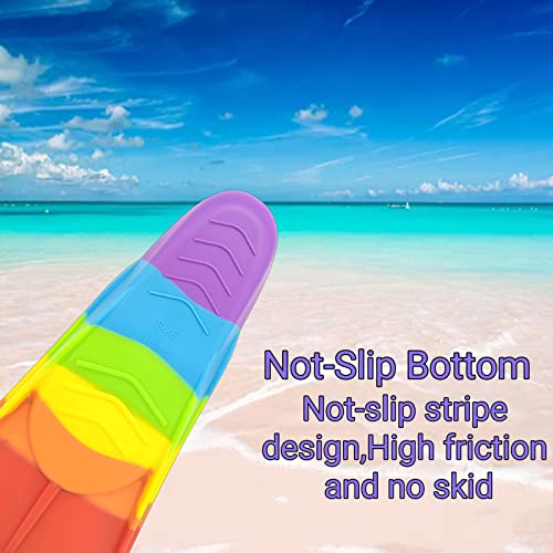 Kids Swim Training Fins Rainbow Silicone Adjustable Flippers - Xs (Us Kids 13.5-1)