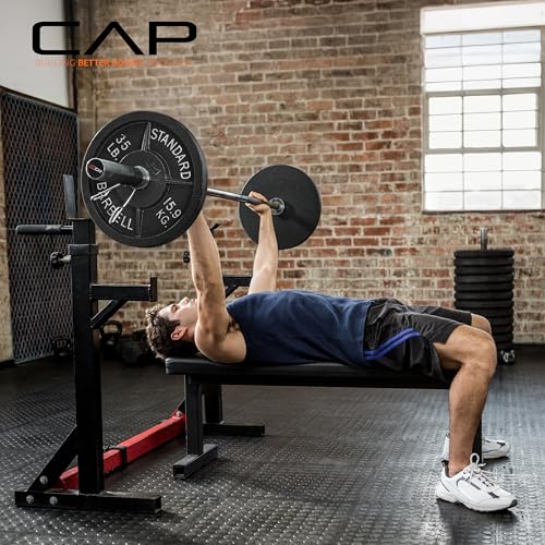 CAP 110lb Olympic Cast Iron Weight Plate Set - Black, 2-Inch Plates for Strength Training