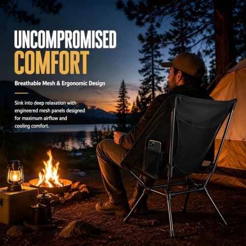 Eosphora 2 Pack Black Lightweight Camping Chairs for Adults & Teens