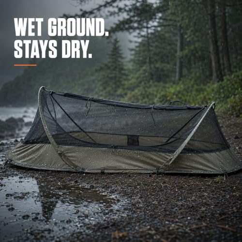 USGI Industries OD Green Self-Deploying Bivy Tent - Single Person Mesh Sleep System