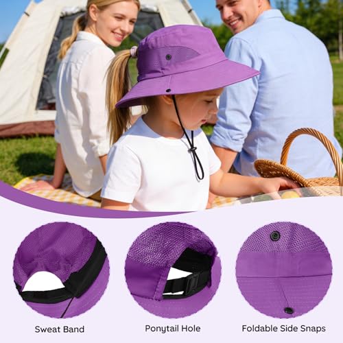 Pink Kids Sun Hat UPF 50+ Summer Beach Bucket Hat for Girls 4-8 Years