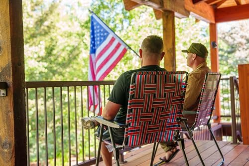 Mountain Summit Gear Retro Webbed Camping Chair - Red/White/Blue, Foldable, 300lb Capacity