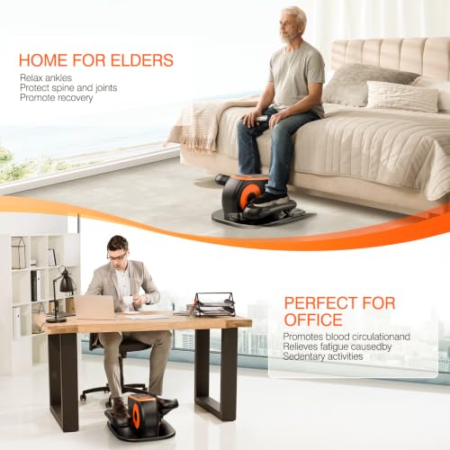 Orange Under Desk Elliptical Machine with Remote Control and 12 Adjustable Speeds