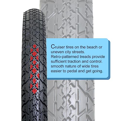2-Pack Cruiser Bike Tires 26 Inch Folding with Pair Tubes & Levers - Black 2 Tires 2 Tubes