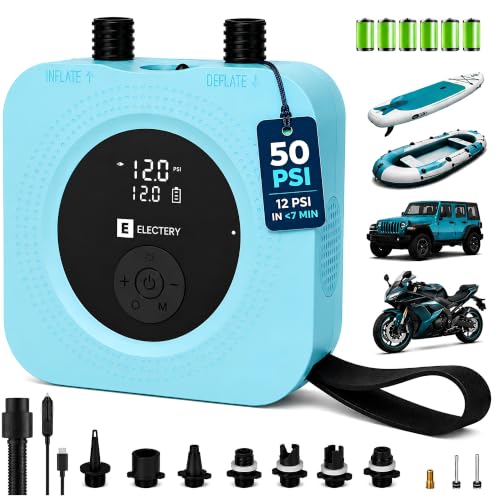 Electric Paddle Board Pump 50 PSI Rechargeable SUP Inflator with Digital Gauge