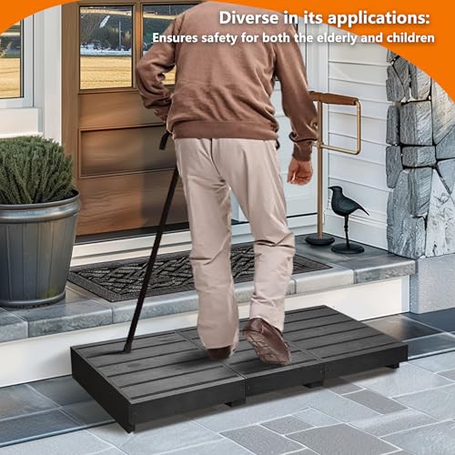 Koretech Black Wooden Outdoor Step Stool - 3.5-inch Height, 35-inch Platform