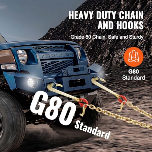 Heavy Duty Tow Chain Bridle with 15" Hooks 3/8" x 2FT Grade 80
