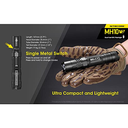 Rechargeable LED Tactical Flashlight 1200 Lumen, USB-C, Compact EDC Light