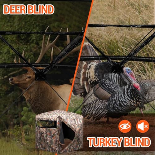 FUNHORUN 3-4 Person 360 See Through Hunting Blind - Pop Up Ground Deer Shelter