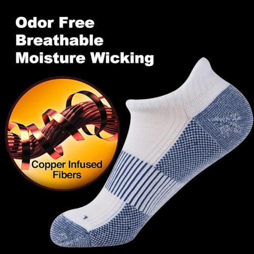 Copper Compression Socks for Circulation Support - Small-Medium, 6 Pairs White & Blue