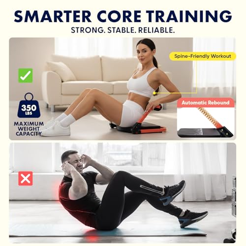 SQUATZ Red Ab Machine for Stomach & Full-Body Workout, Adjustable Resistance