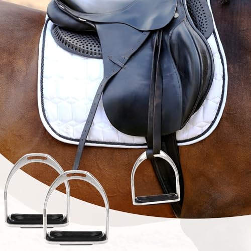 2 Pack Metal Horse Stirrups with Rubber Pads for Trail & Training Riding