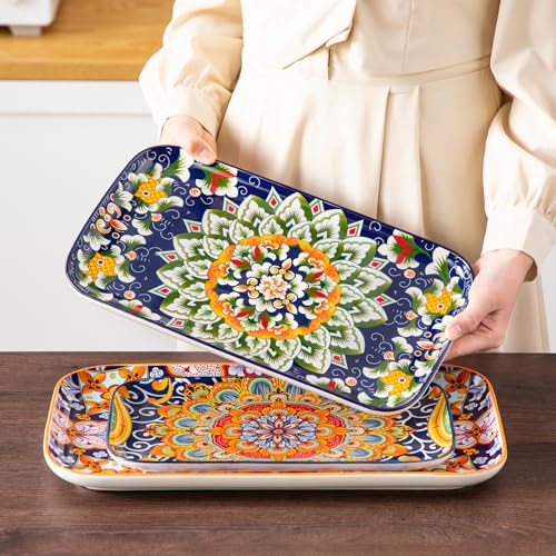 vancasso Serving Platters Set of 3, 16"/14"/12" In Rectangular Trays