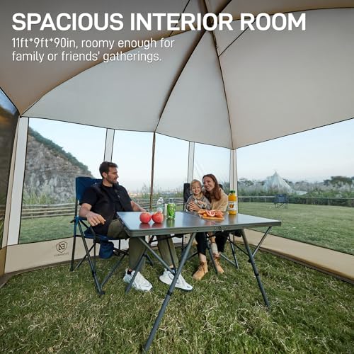 Ever Advanced Magnetic Screen House Tent 11x9ft with Sun Protection - Brown