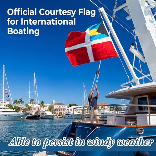 2 Pcs Bahamas Courtesy Boat Flags - 12 x 18 Inches, Marine Navigation
