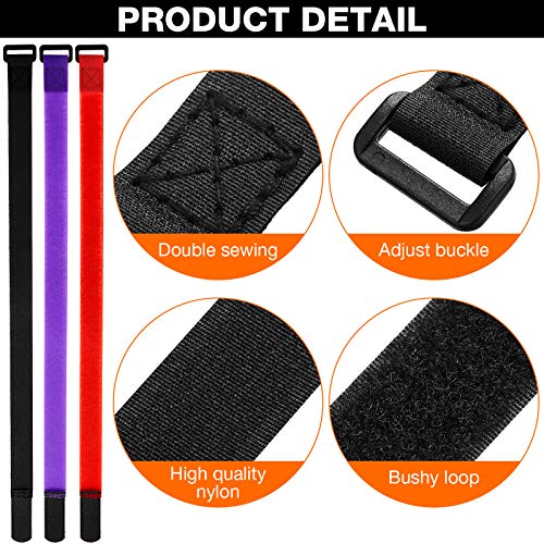12 Pcs Bike Rack Straps 23.6 Inch Adjustable Bicycle Cinch Straps for Transport - Black, Purple, Red