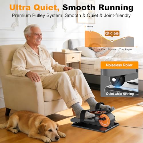 TDH Under Desk Elliptical Machine Leg Exerciser - Orange-Black Compact Low-Impact Cardio