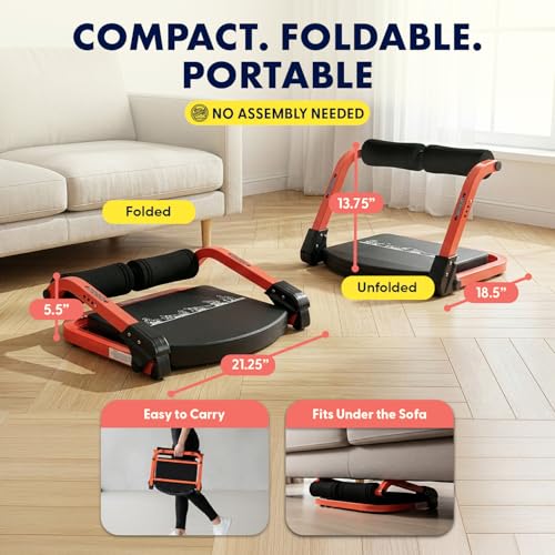 SQUATZ Red Ab Machine for Stomach & Full-Body Workout, Adjustable Resistance