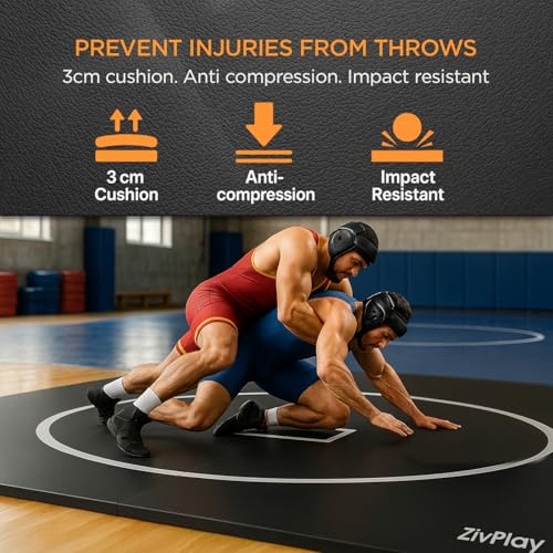 ZivPlay 10x10 Feet Home Wrestling Mat - MMA, Jiu Jitsu, Judo, Grappling, Thick Non-Slip Surface