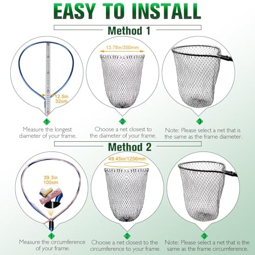 31.5 Inch Diameter Fishing Net Replacement - Black Nylon Mesh for Landing Nets