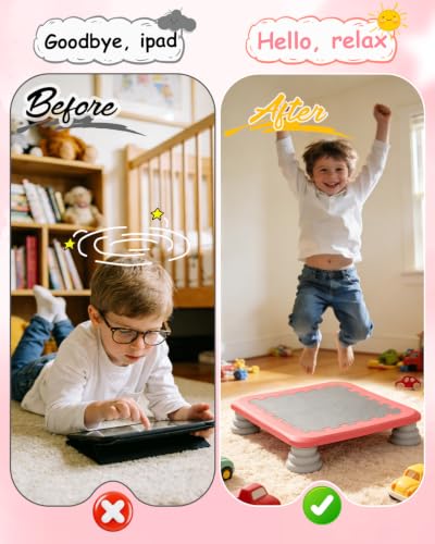 Great Kids Red Rectangular 25-Inch Sensory Rebounder Mini Trampoline for Indoor & Outdoor Play