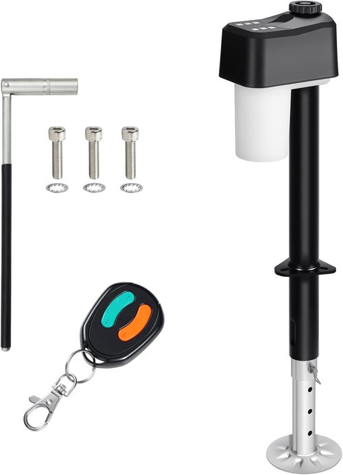 Electric Trailer Jack 7600LBS - 12V Heavy Duty RV Tongue Jack with Remote Control & LED Light | IPX65 Waterproof, 9.8-31.5" Extension