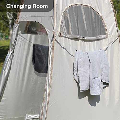 Green Pop Up Shower Tent with Mesh Window and Privacy Features - 6.9 ft