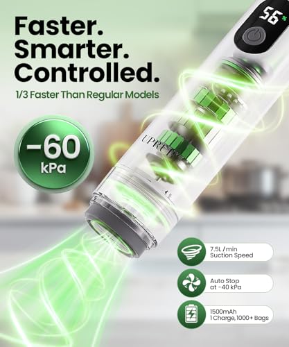 UPRUBE White Compact Food Vacuum Sealer with Drainage Tube & 30 Bags