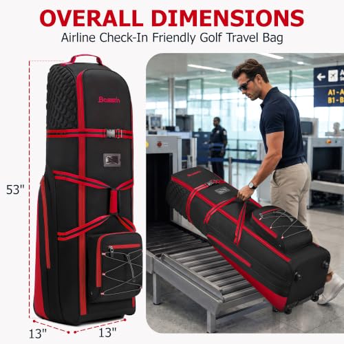 Bosstin Golf Travel Bag with Wheels - Soft-Sided, Airline Friendly, Red