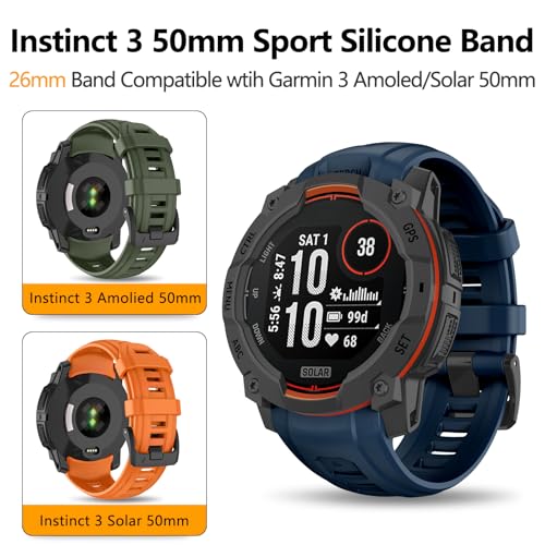 OVERSTEP Watch Bands Compatible with Instinct 3 Amoled Solar 50mm - Midnight Blue