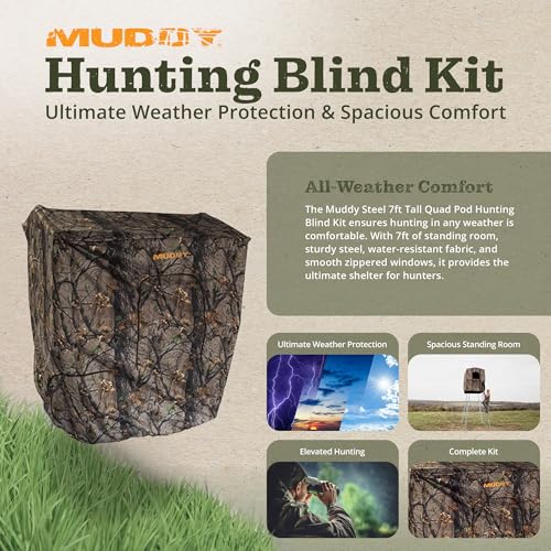 Muddy 7' Tall Quad Pod Hunting Blind Cover with 4 Zippered Windows - 1 Pack