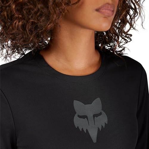 Women's Long Sleeve Mountain Bike Jersey - Black Fox Head, Size Medium