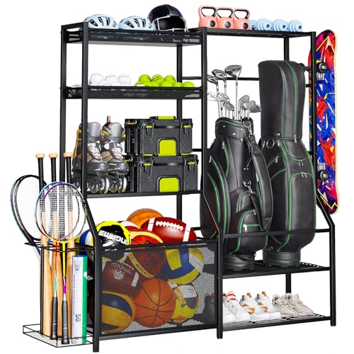 Insdiy Extra Large Black Garage Sports Equipment & Golf Bag Organizer