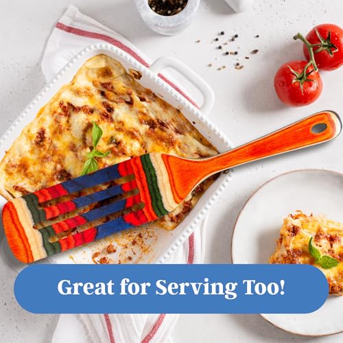 Colorful Wooden Spatula 13-Inch Kitchen Utensil for Cooking & Flipping