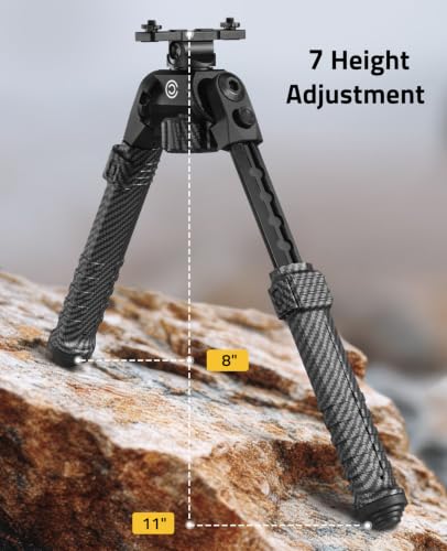 CVLIFE 30% Carbon Fiber Bipod 8-11 Inch Adjustable, Tilt & Swivel Head for Rifles