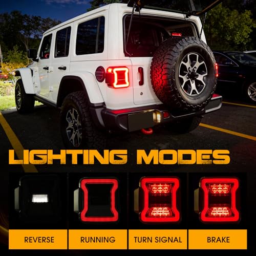 Allinoneparts Smoked Lens LED Tail Lights for Jeep Wrangler JL 2018-2026 Pair