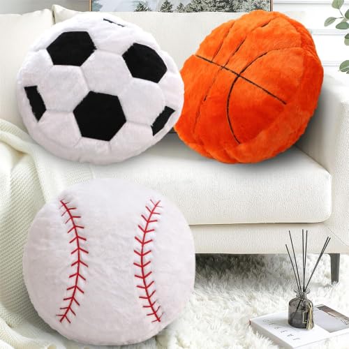 Baseball Throw Pillow - Soft Fluffy Decorative Round Ball Pillow, 15.7 Inch - Baseball Variation
