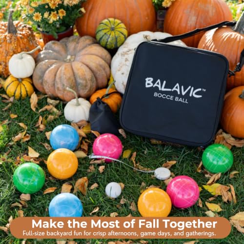 Bocce Ball Set with 8 Resin Balls, Pallino, Carry Bag & Measuring Tape