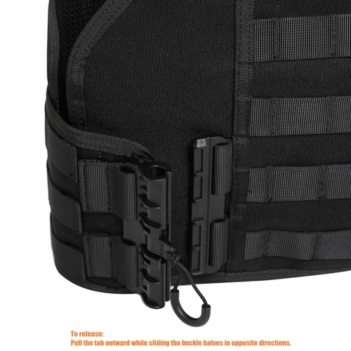 TACNEX Lightweight MOLLE Duty Vest with Quick Release - Black Adjustable Workout Vest for Men Women