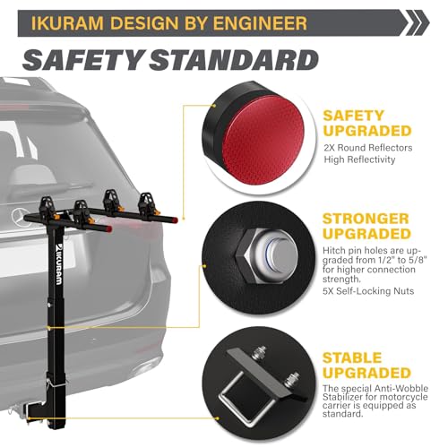 2 Bike Hitch Mount Carrier - Foldable Bicycle Rack for 2-inch Receiver - IKURAM R