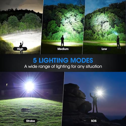 Rechargeable LED Flashlights 4 Pack Super Bright Waterproof Handheld Camping Lights