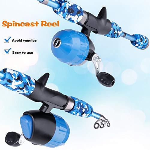 Kids Telescopic Fishing Pole and Reel Combo Set - Pink & Blue Variations