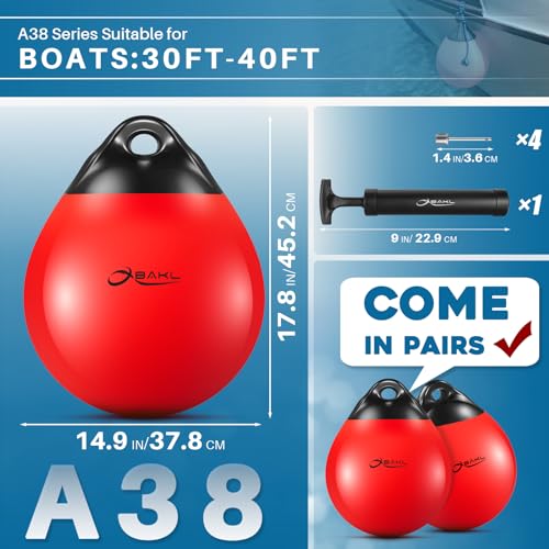 Red Vinyl Boat Buoy Ball 14.9x17.8 Inches for Mooring & Anchoring - Heavy Duty Marine Float