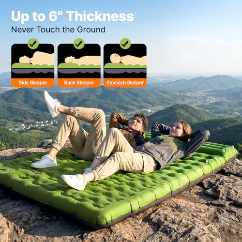 OGERY Green Full Size Ultralight 6-Inch Thick Inflatable Camping Sleeping Pad